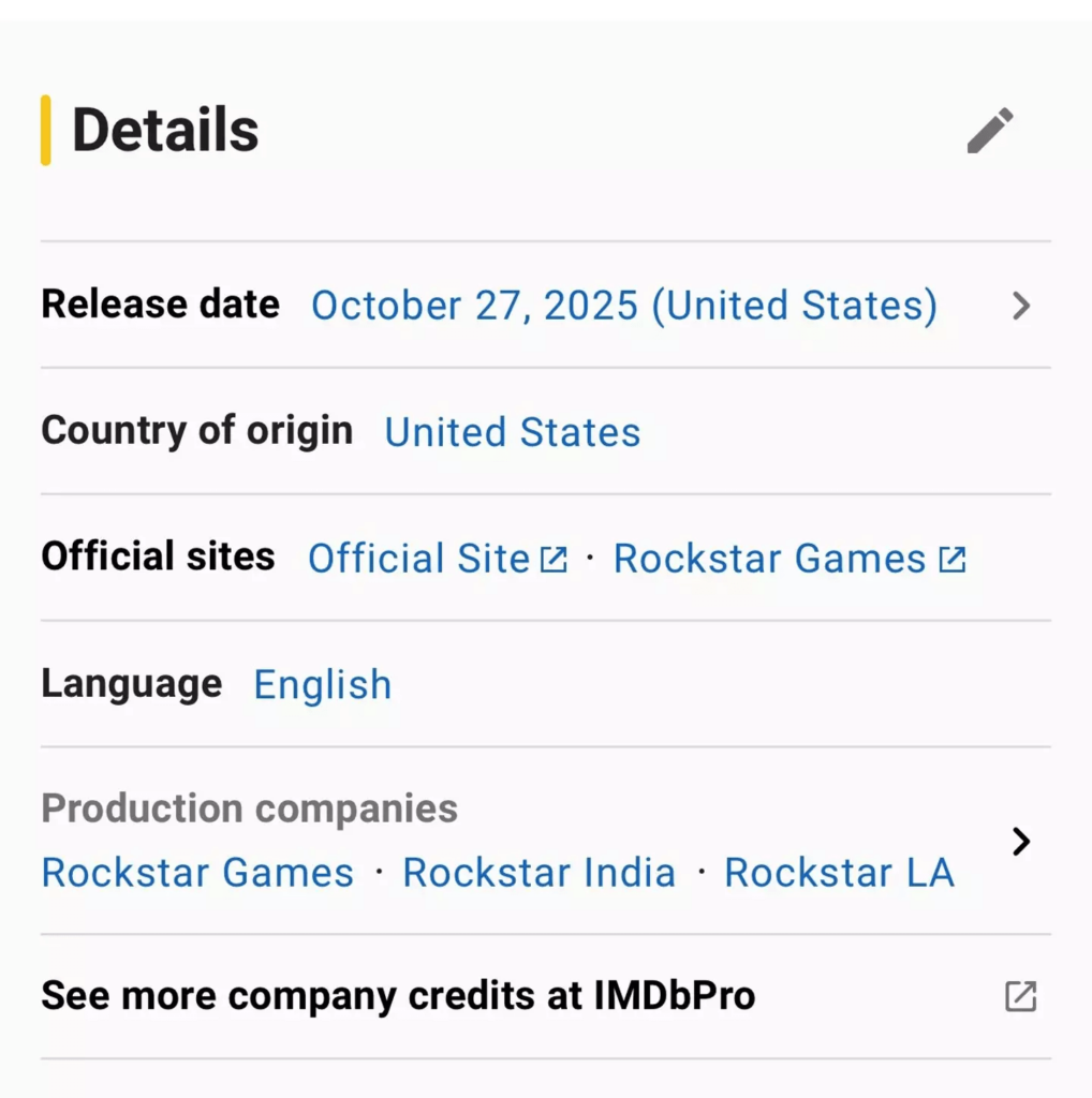 Screenshot of the GTA 6 release date leak