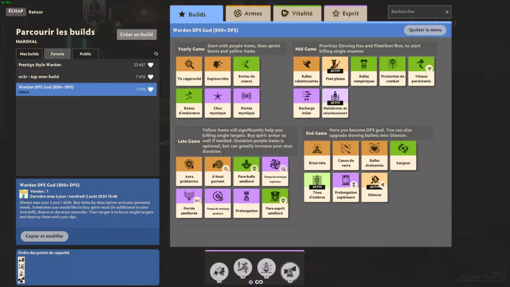 Selecting a build in Deadlock