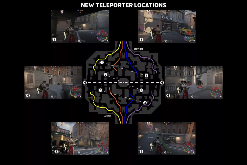 Image of the Deadlock map showing new teleporter locations in the August 29, 2024 patch