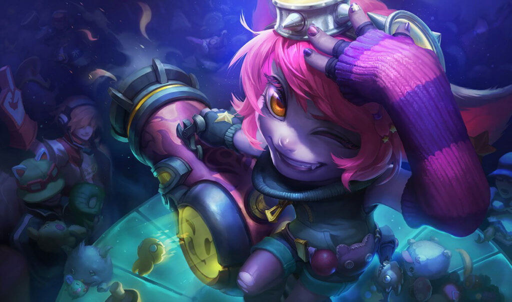 Tristana's riot girl skin, showcased as one of the bot lane champions impacted by the 2024 Worlds meta changes in League of Legends