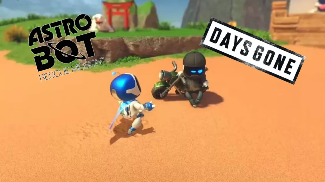 Screenshot Astro Bot with Days Gone and Astro Bot logos